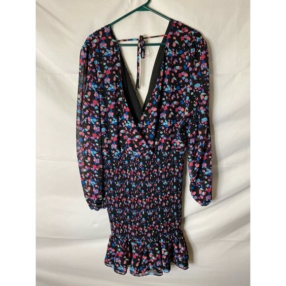 LEYDEN WOMENS SIZE XL 16/18 FAUX WRAP DRESS VNECK LONG SLEEVE DOT PATTERN - Picture 3 of 3